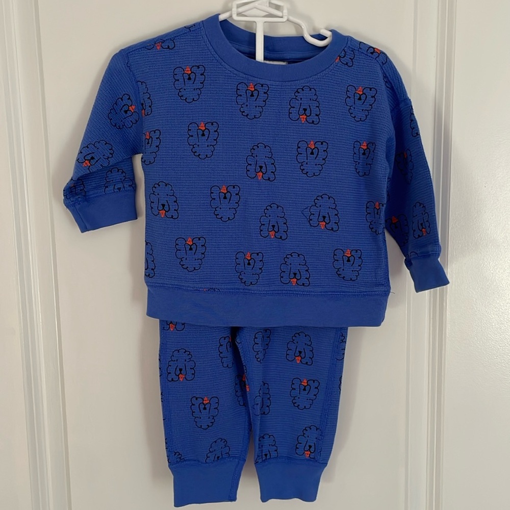 Hanna Andersson baby boys waffle knit dog print matching set